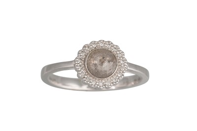 Lot 155 - A GREY DIAMOND CLUSTER RING, the rose cut grey...