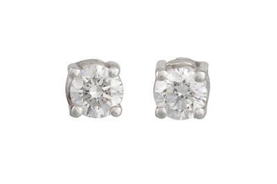 Lot 190 - A PAIR OF DIAMOND STUD EARRINGS, mounted in...