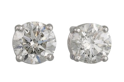 Lot 192 - A PAIR OF DIAMOND STUD EARRINGS, mounted in...