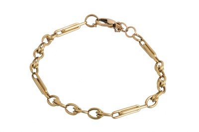 Lot 200 - A 9CT GOLD FANCY LINK BRACELET, 10.9 g.