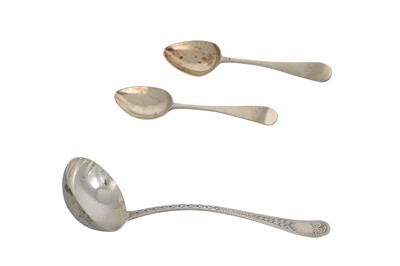 Lot 589 - A MODERN PAIR OF DESSERT RAT TAILED SPOONS,...