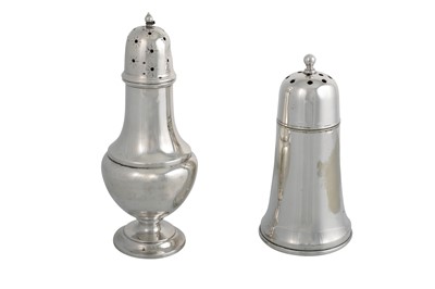 Lot 591 - A GEORGE V SILVER SUGAR SHAKER, of balaster...