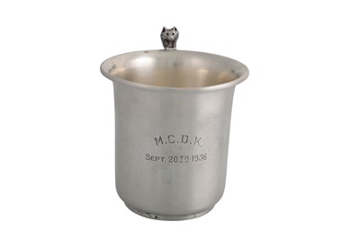 Lot 594 - A GEORGE V SILVER CHRISTENING MUG, (inscribed...