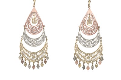 Lot 71 - A PAIR OF THREE COLOUR 14CT GOLD NORTH AFRICAN...