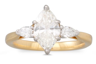 Lot 263 - A DIAMOND SOLITAIRE RING, the marquise cut...