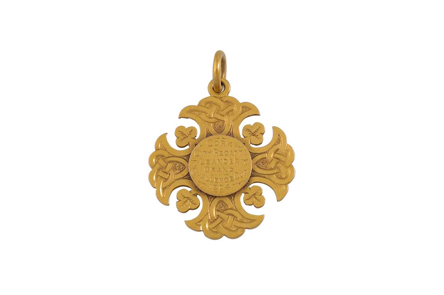 Lot 28 - A 15CT GOLD ROWING MEDAL, marked Cork City...