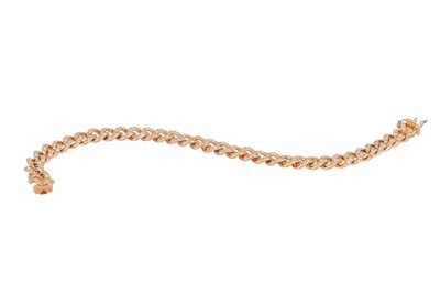 Lot 61 - A DIAMOND SET CURB BRACELET, each link pave...