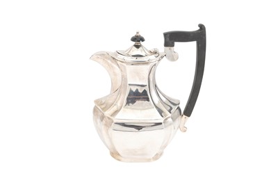 Lot 493 - A PRE-WAR SILVER HOT WATER/COFFEE POT, of...