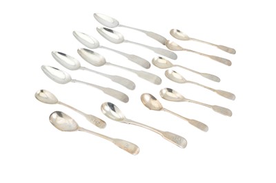 Lot 495 - A SET OF SIX 19TH CENTURY IRISH SILVER FIDDLE...