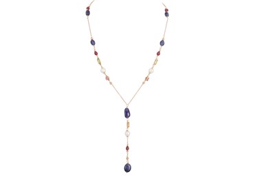 Lot 277 - A MULTI GEM SET NECKLACE, beaded sapphires,...