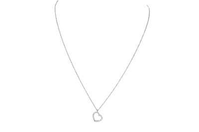 Lot 306 - A DIAMOND LOVE HEART PENDANT, of open form,...
