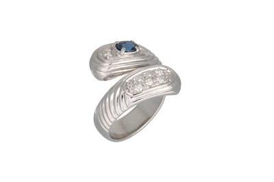 Lot 41 - AN ITALIAN SAPPHIRE AND DIAMOND CROSS OVER...