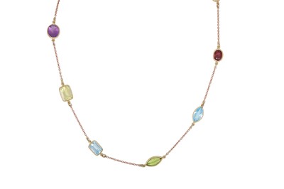 Lot 48 - A MULTI GEM SET ITALIAN NECKLACE, set with...