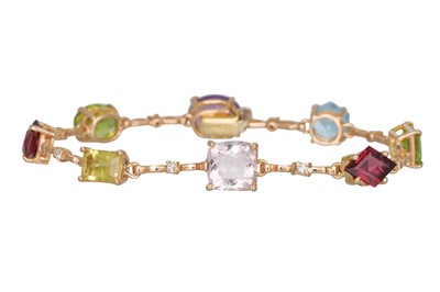 Lot 50 - A MULTI GEM SET ITALIAN BRACELET, set with...