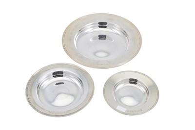 Lot 507 - THREE MODERN IRISH SILVER GRADUATED DISHES, By...