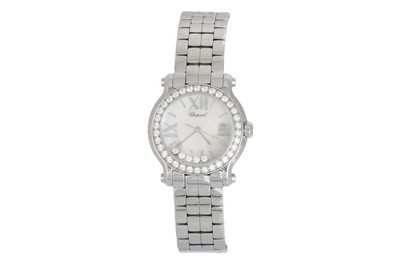 Lot 350 - A LADY'S STAINLESS STEEL CHOPARD 'HAPPY SPORT'...