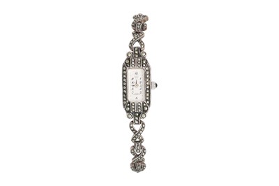 Lot 196 - A MARCASITE SET WRIST WATCH, in silver