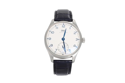 Lot 134 - A GENT'S STAINLESS STEEL IWC PORTUGIESER...