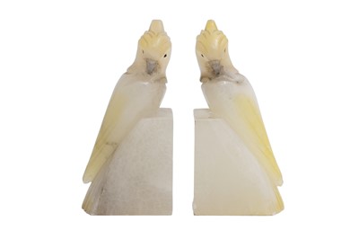 Lot 218 - A PAIR OF ITALIAN ALABASTER ART DECO BOOKENDS,...