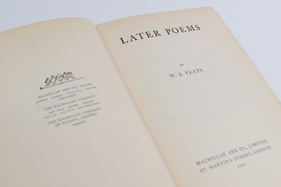 Lot 248 - W.B. YEATS, 'Later Poems' Macmillan, London,...