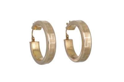Lot 96 - A PAIR OF GOLD HOOP EARRINGS, 5.3 g.