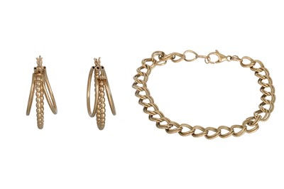 Lot 42 - A PAIR OF 9CT GOLD EARRINGS, together with a...