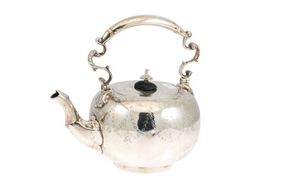 Lot 519 - A VICTORIAN SCOTTISH SILVER TEA KETTLE,...