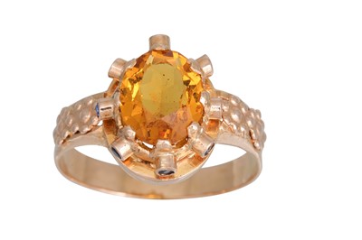 Lot 202 - AN ANTIQUE PORTUGUESE CITRINE AND SAPPHIRE...