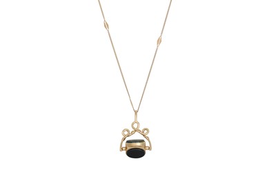 Lot 444 - A 9CT GOLD SWIVEL SEAL, with a bloodstone,...