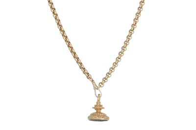 Lot 348 - AN ANTIQUE 9CT GOLD BELCHER LINK CHAIN,...