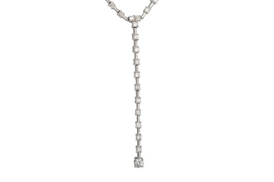 Lot 351 - A DIAMOND SET DROP NECKLACE, v - shaped, the...