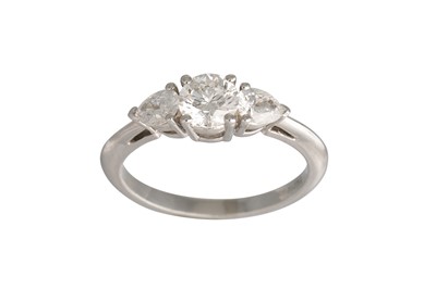Lot 352 - A TIFFANY & CO THREE STONE DIAMOND RING, set...