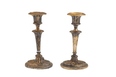 Lot 541 - A PAIR OF EDWARDIAN SILVER CANDLE STICKS, of...