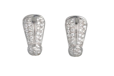 Lot 356 - A PAIR OF DIAMOND SET EARRINGS, pavé set in...