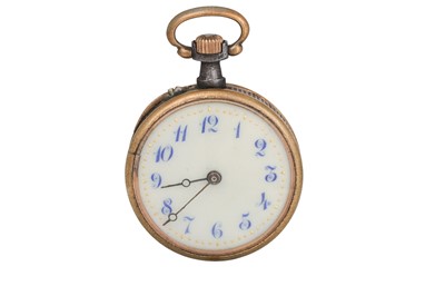 Lot 31 - AN ART NOUVEAU GOLD AND SILVER FOB WATCH,...