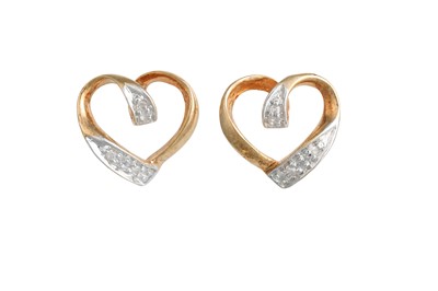 Lot 57 - A PAIR OF DIAMOND SET EARRINGS, love heart...