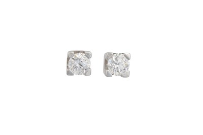 Lot 245 - A PAIR OF DIAMOND STUD EARRINGS, mounted in...