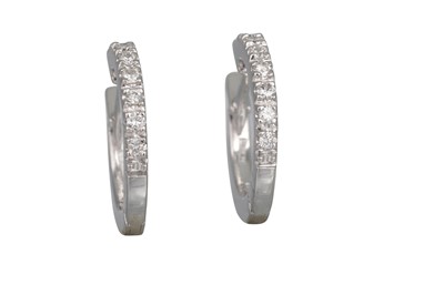 Lot 247 - A PAIR OF DIAMOND SET HOOP EARRINGS, the...