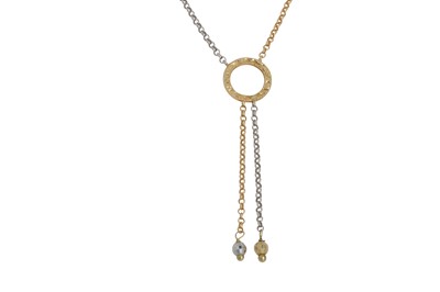 Lot 205 - AN 18CT GOLD TWO COLOUR CHAIN, circular...