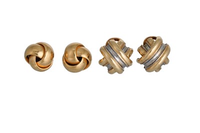 Lot 210 - TWO PAIRS OF 18CT GOLD EARRINGS, one in the...