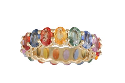 Lot 291 - A MULTICOLOURED SAPPHIRE ETERNITY RING,...