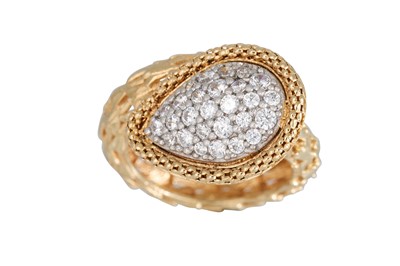 Lot 114 - A DIAMOND DRESS RING, of cross over pavé snake...