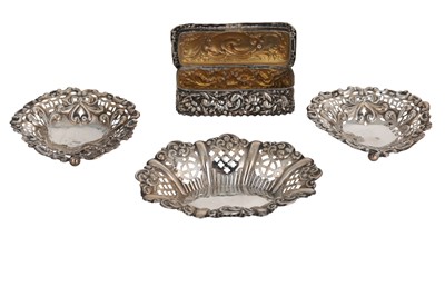 Lot 469 - THREE SILVER BON BON DISHES, Birmingham,...