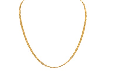 Lot 117 - A 21CT GOLD CHAIN, flat links, 10.5 g., 38 cm...