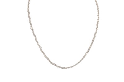 Lot 119 - AN 18CT WHITE GOLD CHAIN, fine twisted design,...