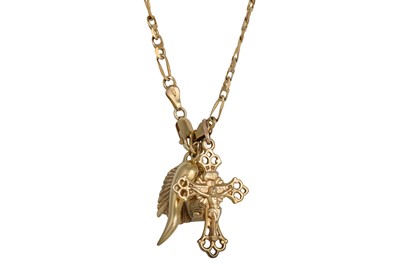 Lot 126 - A 9CT YELLOW GOLD CHAIN, 75 cm long, with 3...