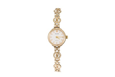 Lot 8 - A 9CT GOLD LADY'S VINTAGE ACCURIST WRIST WATCH,...