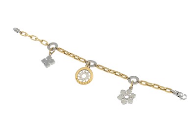Lot 164 - A 14CT GOLD CHARM BRACELET, 26 g.