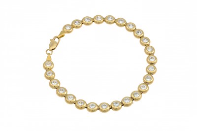 Lot 165 - A 9CT GEM SET BRACELET, circular links