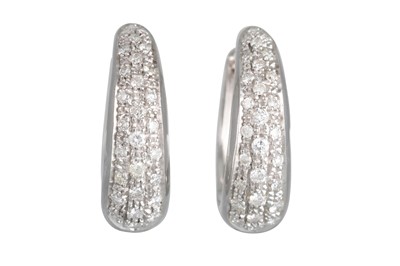 Lot 338 - A PAIR OF DIAMOND HOOP EARRINGS, pavé set in...